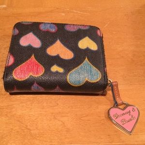 Dooney & Bourke Hearts Black Leather Zip Wallet